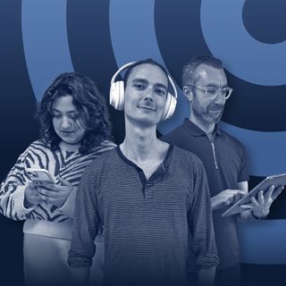 Three members of the techRadar team using gadgets