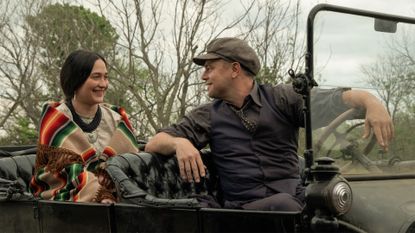 Leonardo DiCaprio's Ernest talks to Lily Gladstone's Mollie in a car in Killers of the Flower Moon, one of the best Martin Scorsese movies