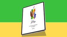 An image of an concept iPad showing Apple's Let Loose event logo on a green and yellow background